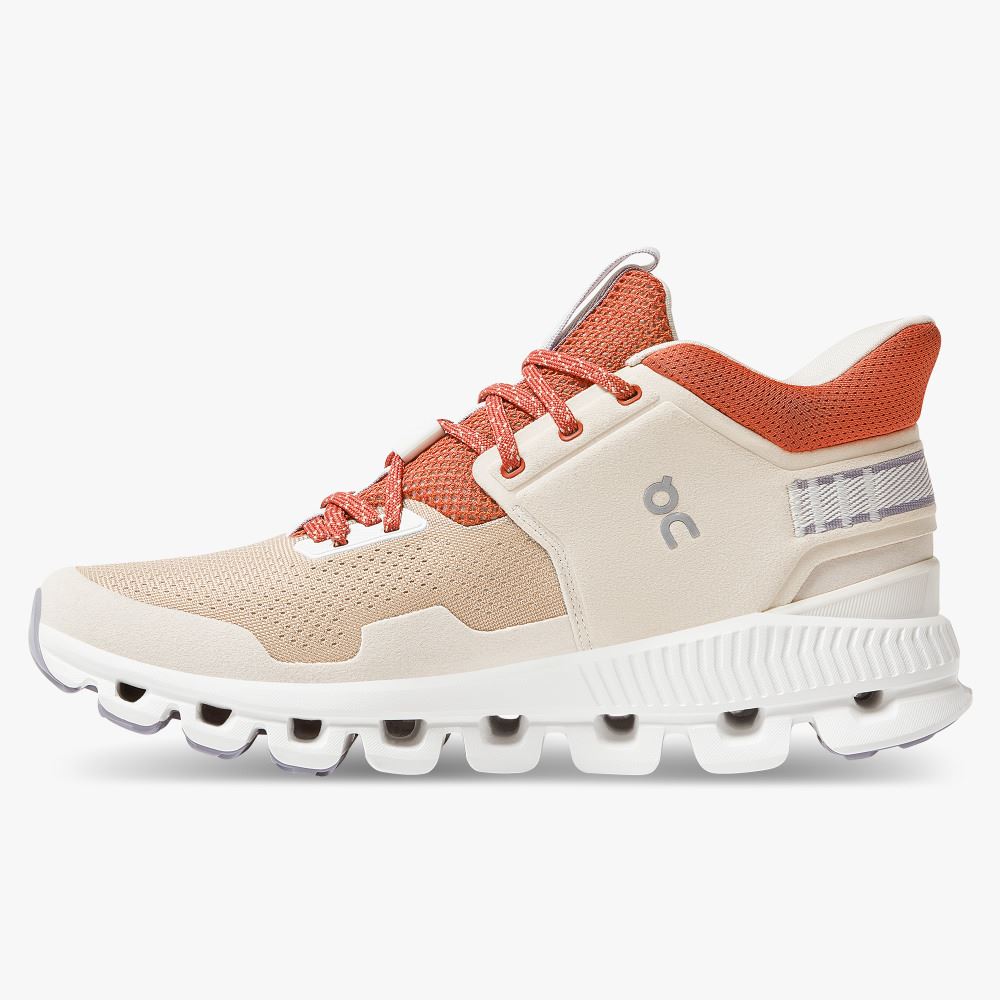 Beige Women's On Running Cloud Hi Sneakers | UFR1284ZR
