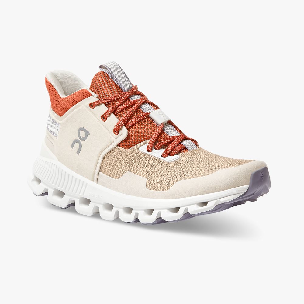 Beige Women's On Running Cloud Hi Sneakers | UFR1284ZR