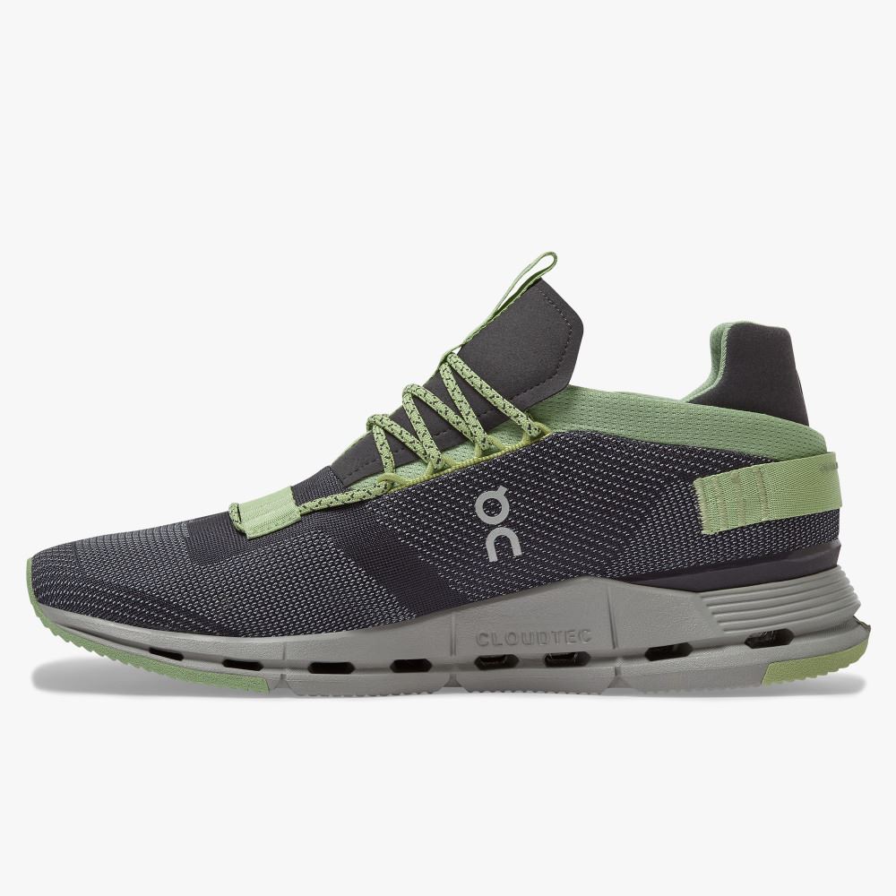 Black Green Men's On Running Cloudnova Sneakers | JAN835PC