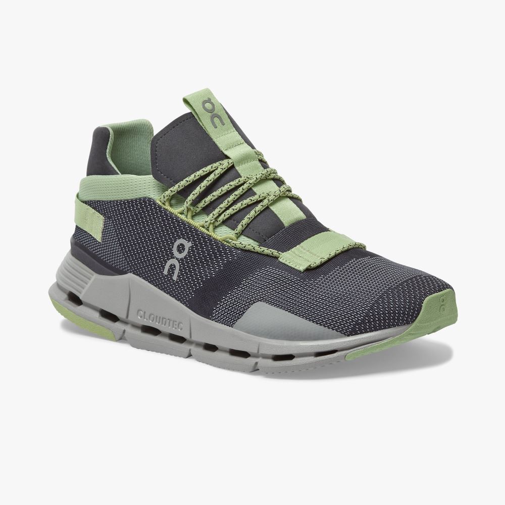 Black Green Men's On Running Cloudnova Sneakers | JAN835PC