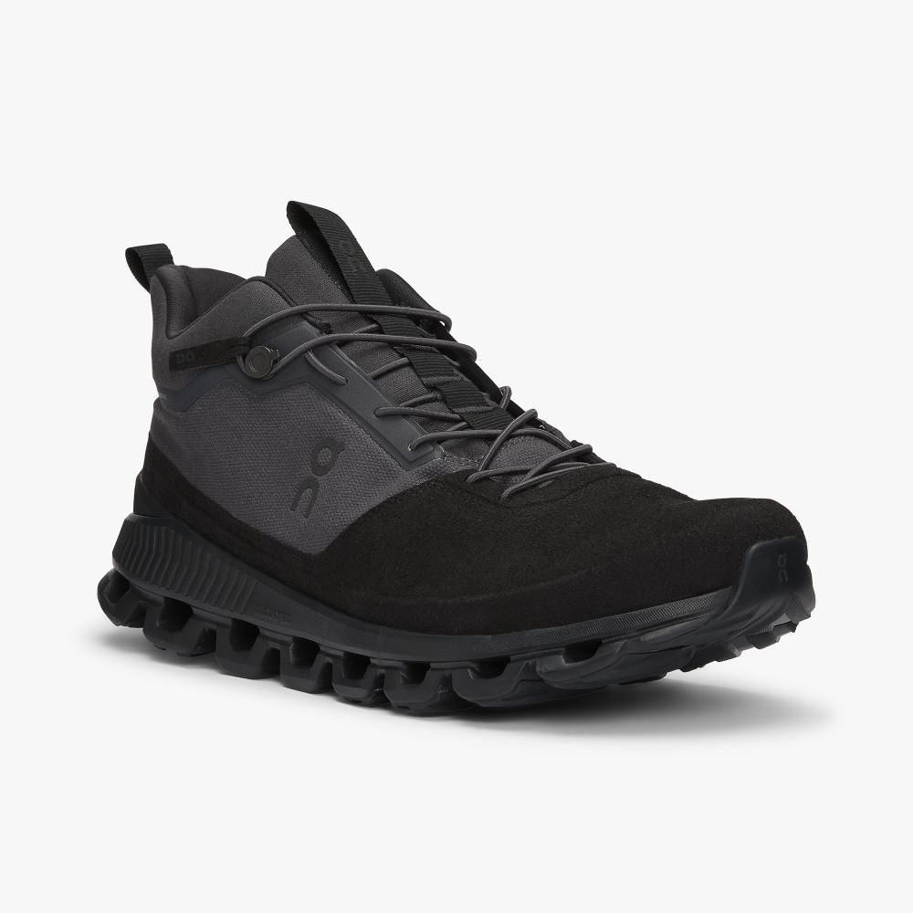Black Grey Men's On Running Cloud Hi Sneakers | VTP688HU