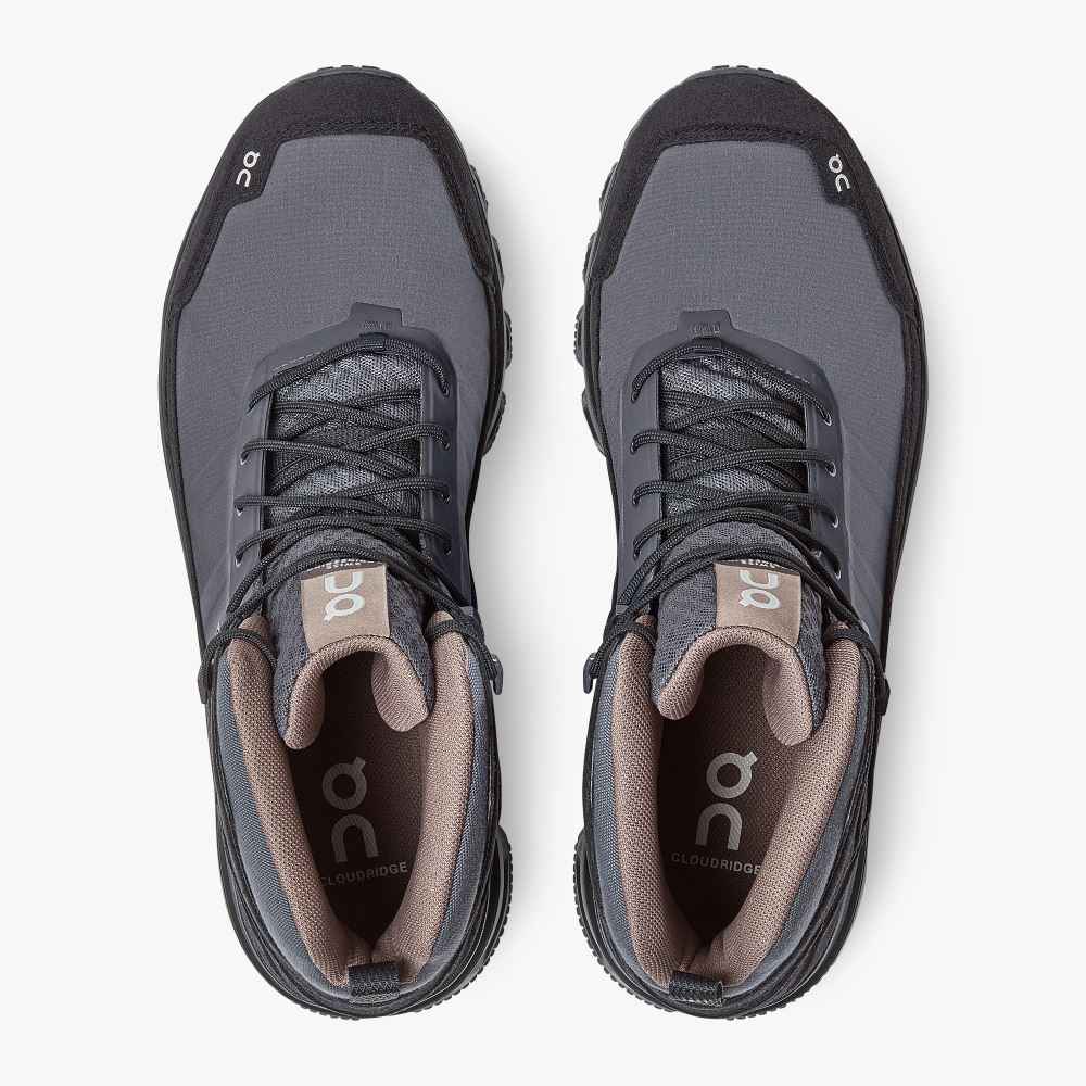 Black Grey Men's On Running Cloudridge Hiking Shoes | HXD398NC