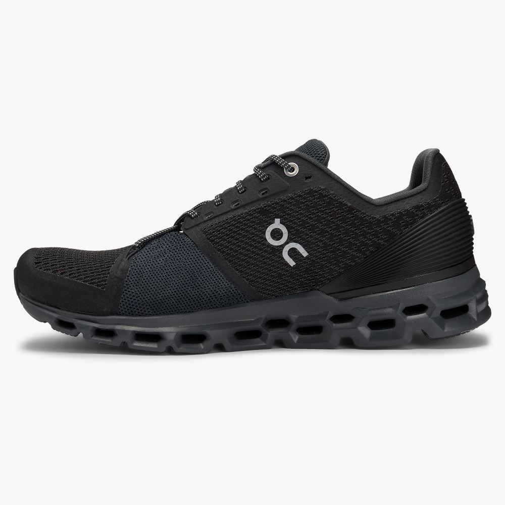 Black Men's On Running Cloudstratus Road Running Shoes | EFU2179AM