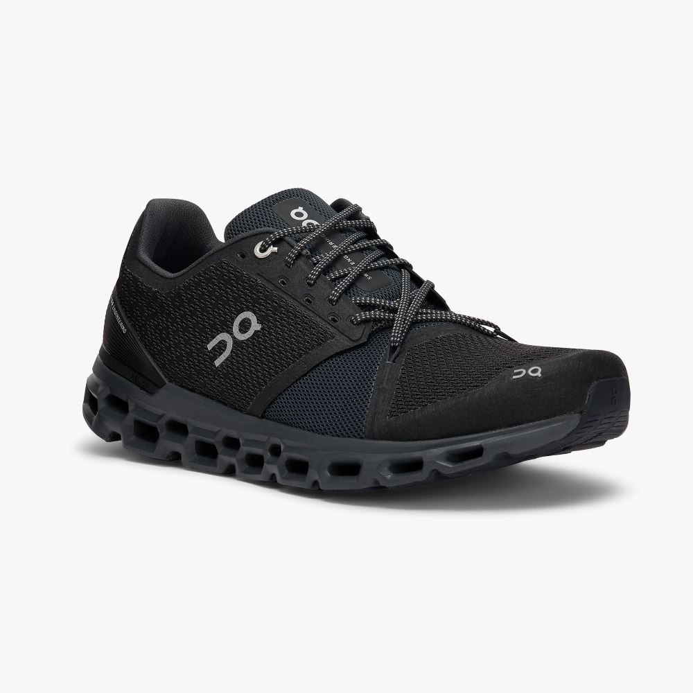 Black Men's On Running Cloudstratus Road Running Shoes | EFU2179AM