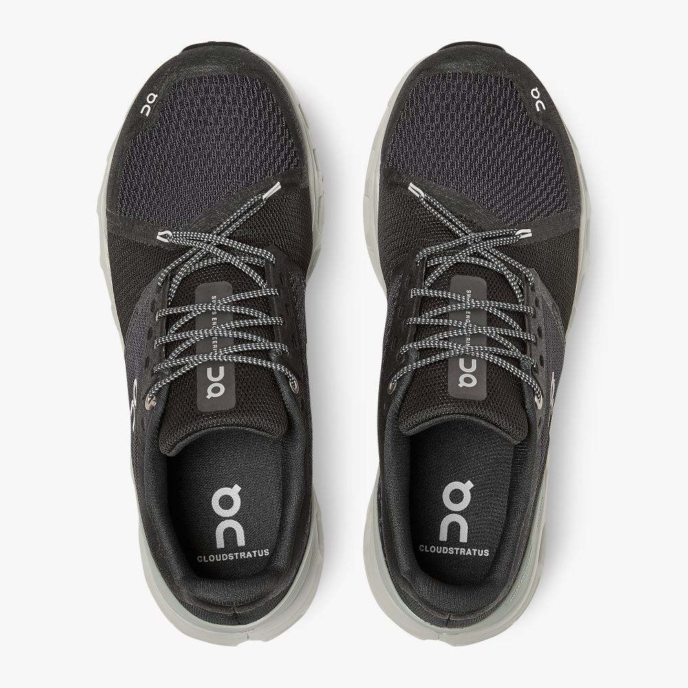 Black Men's On Running Cloudstratus Road Running Shoes | TCR353VR