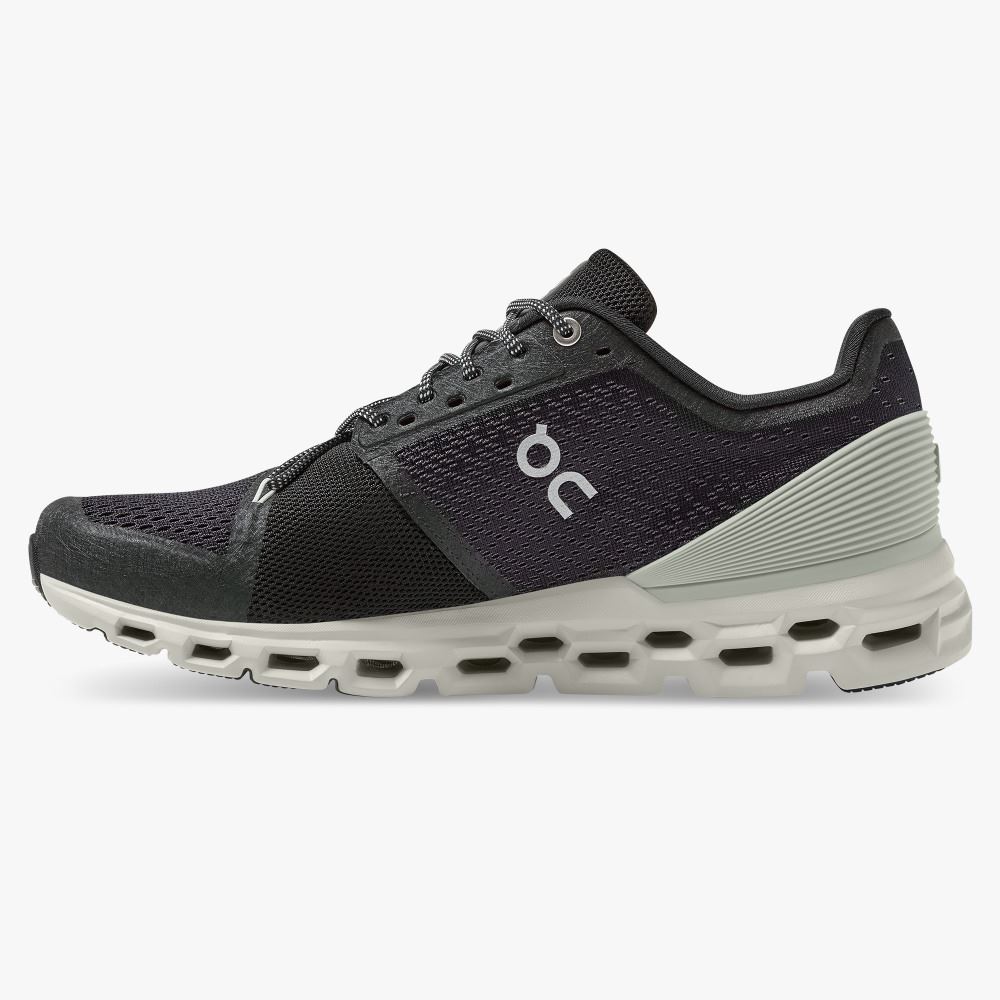 Black Men's On Running Cloudstratus Road Running Shoes | TCR353VR