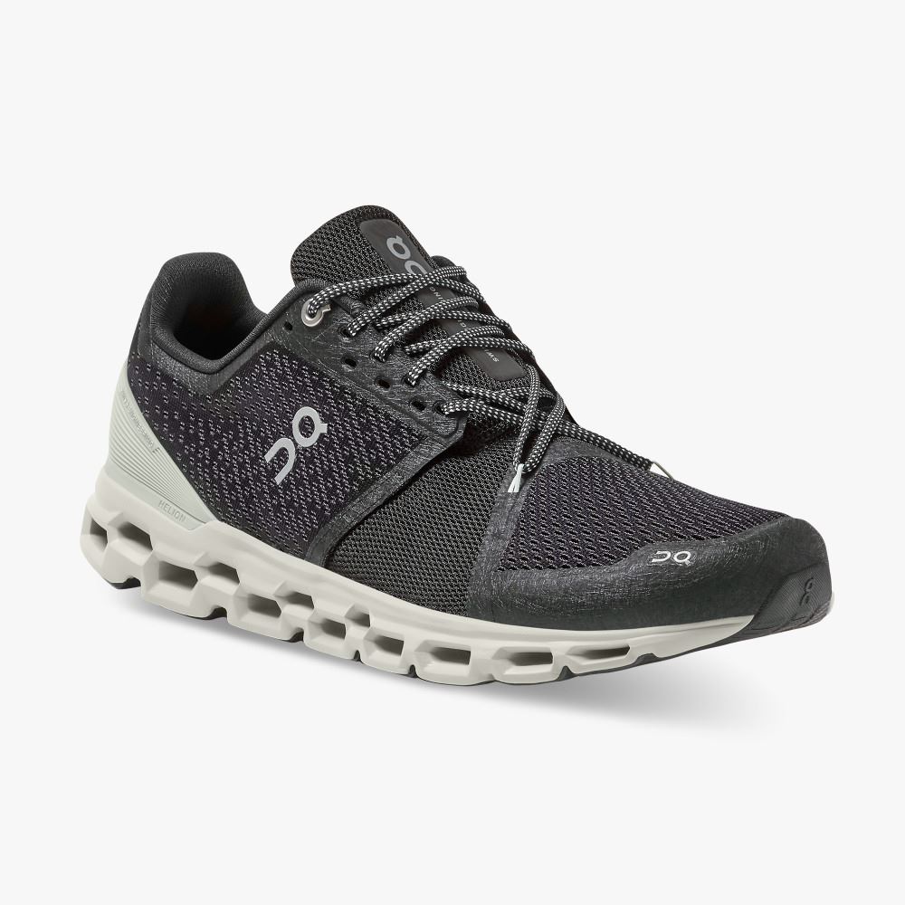 Black Men's On Running Cloudstratus Road Running Shoes | TCR353VR
