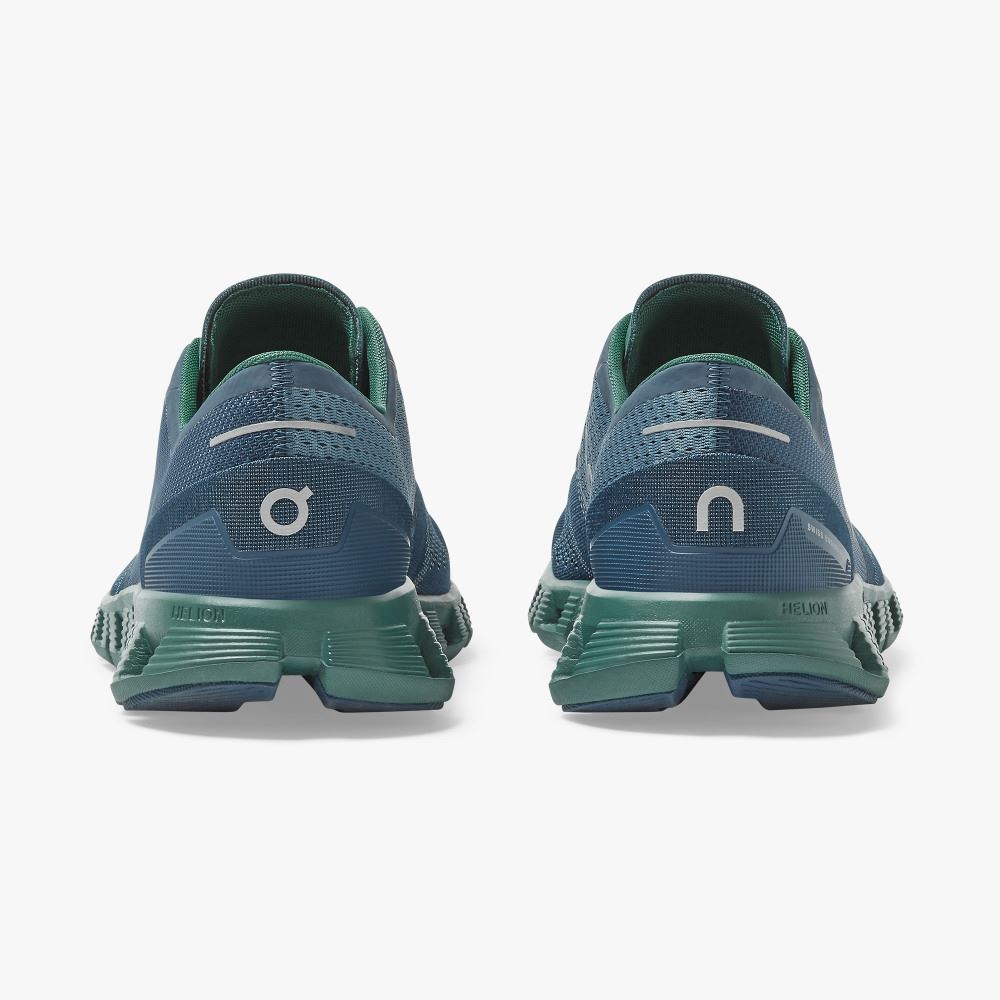 Blue Green Men's On Running Cloud X Road Running Shoes | OZL9216ZZ