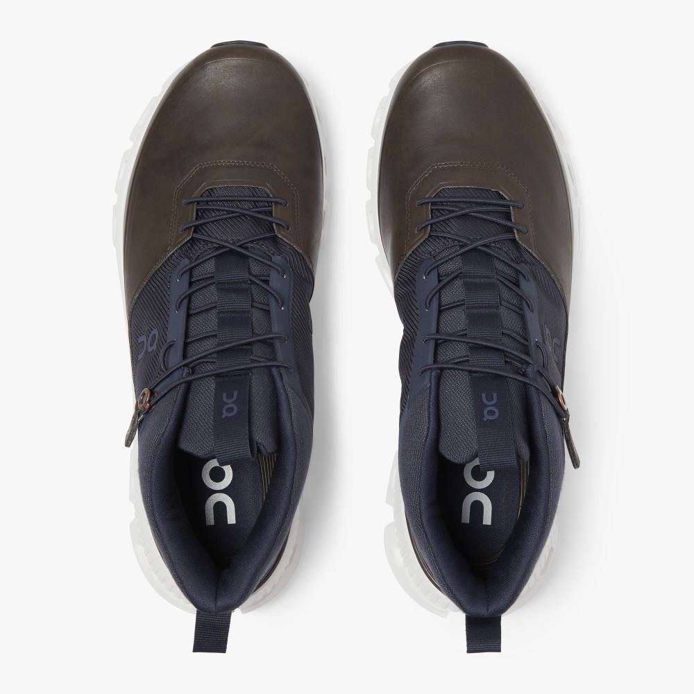 Brown Navy Men's On Running Cloud Hi Sneakers | CEG6832TD
