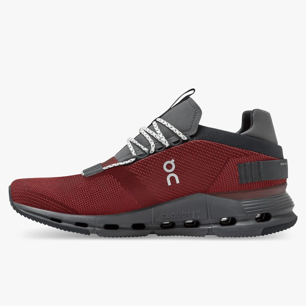Burgundy Men's On Running Cloudnova Sneakers | QSL787OH
