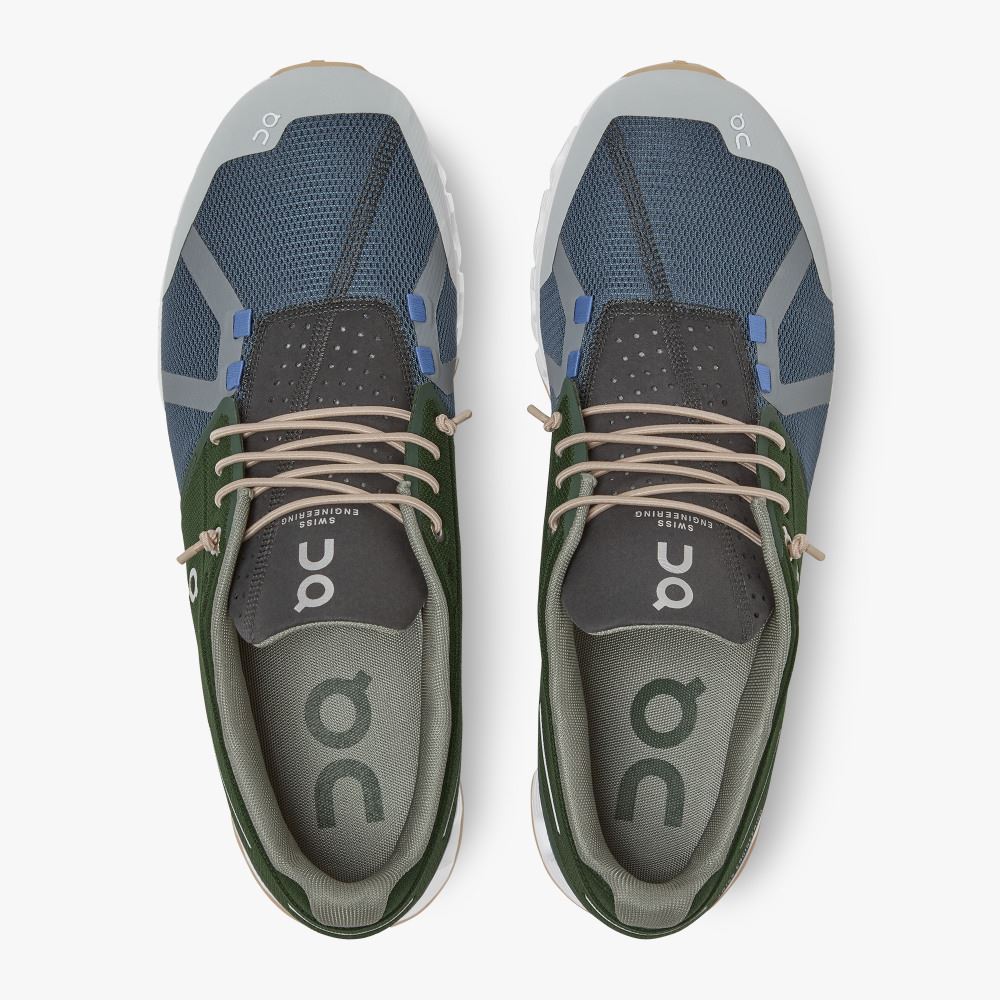 Green Blue Men's On Running Cloud Sneakers | ISK4661PW
