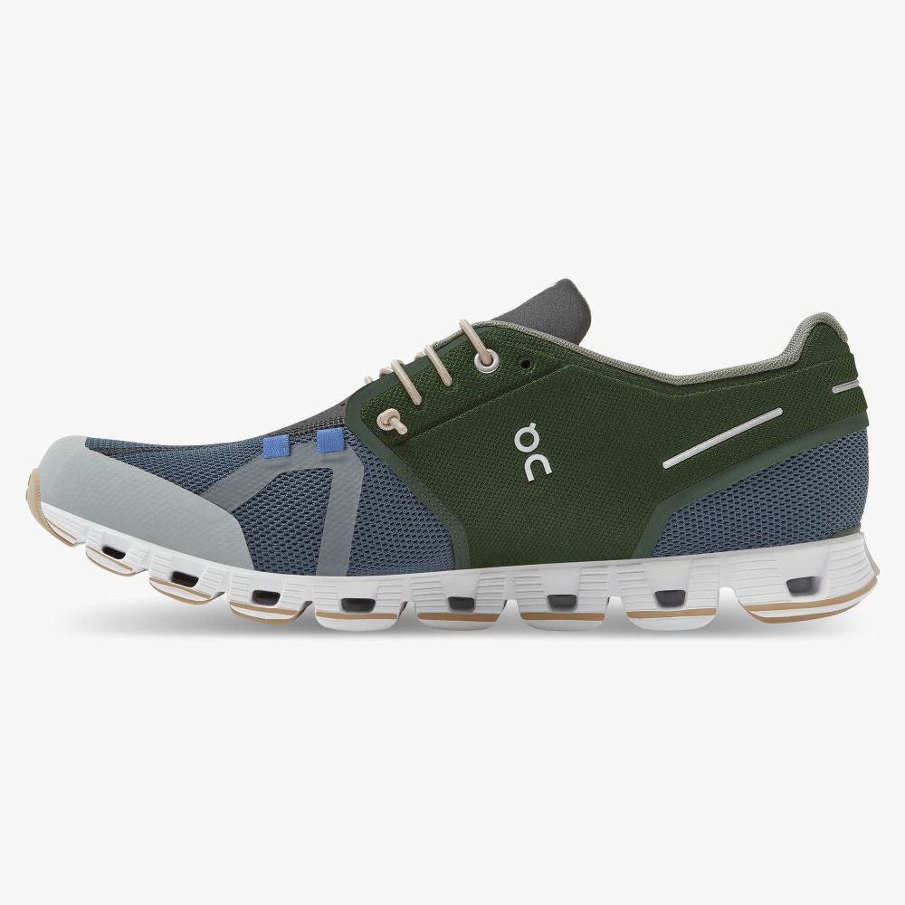 Green Blue Men's On Running Cloud Sneakers | ISK4661PW