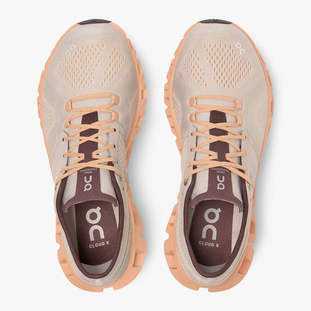 Grey Apricot Women's On Running Cloud X Road Running Shoes | KJH1662YI