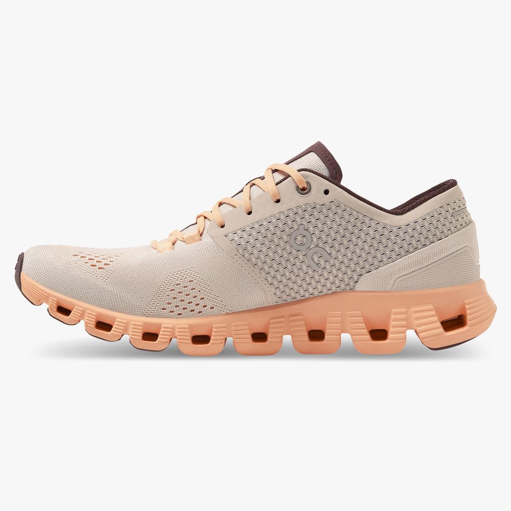 Grey Apricot Women's On Running Cloud X Road Running Shoes | KJH1662YI