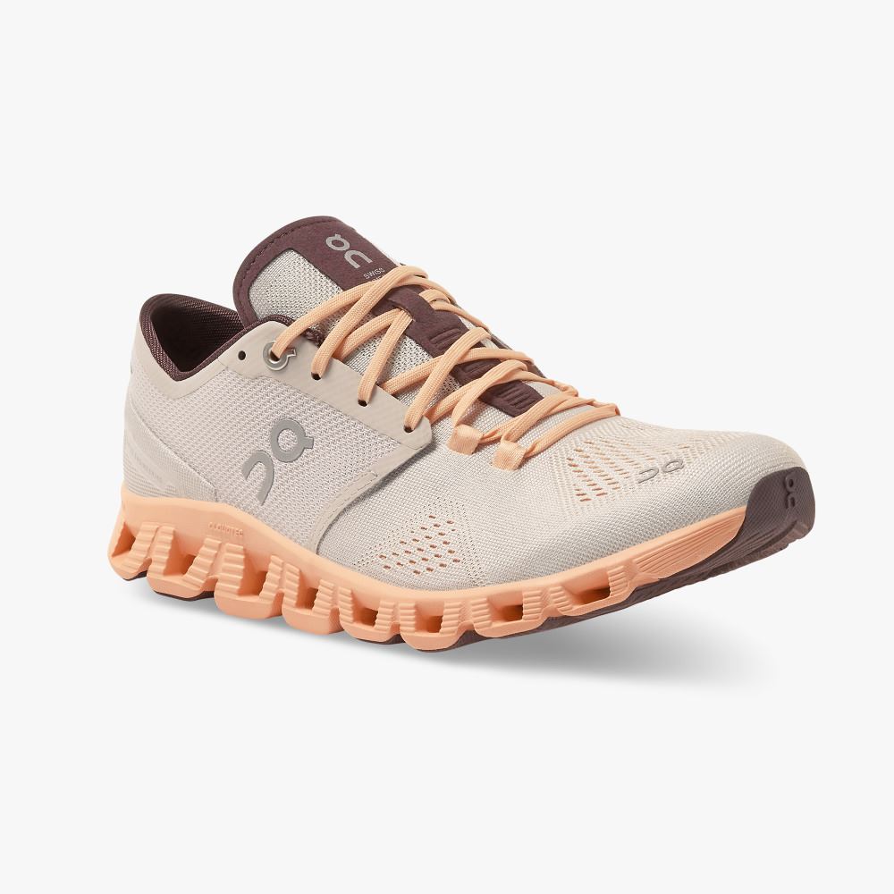 Grey Apricot Women's On Running Cloud X Road Running Shoes | KJH1662YI