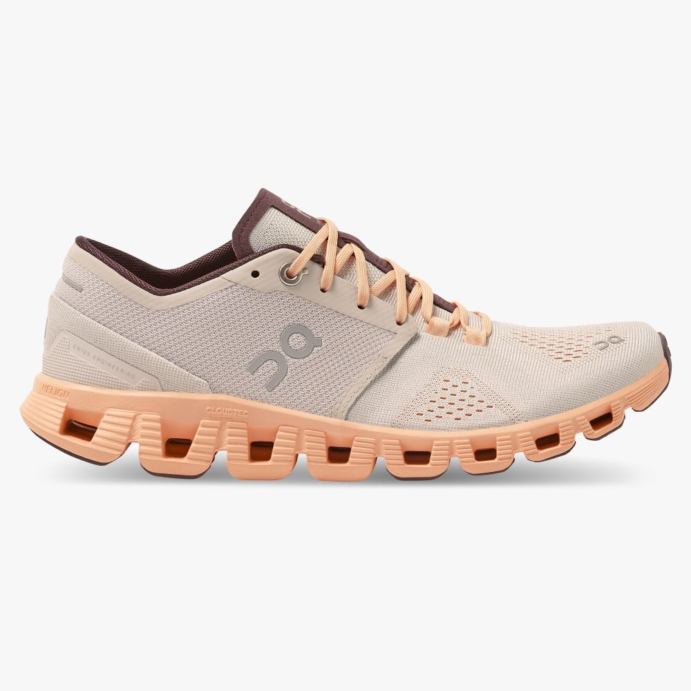 Grey Apricot Women\'s On Running Cloud X Road Running Shoes | KJH1662YI