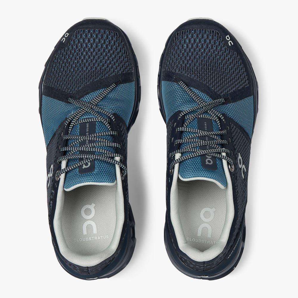Navy Women's On Running Cloudstratus Road Running Shoes | RLA585WR