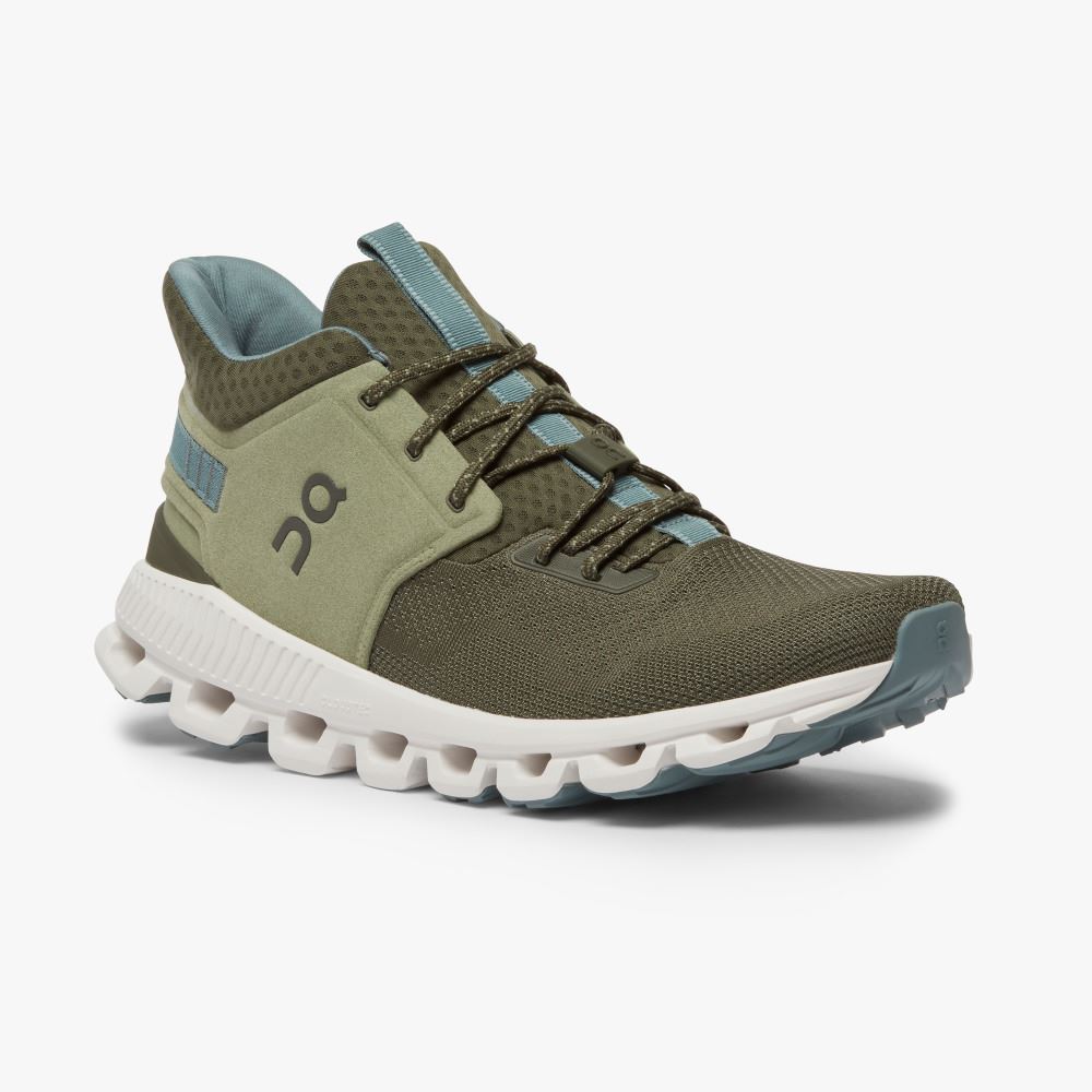 Olive Men's On Running Cloud Hi Sneakers | VAF191FZ