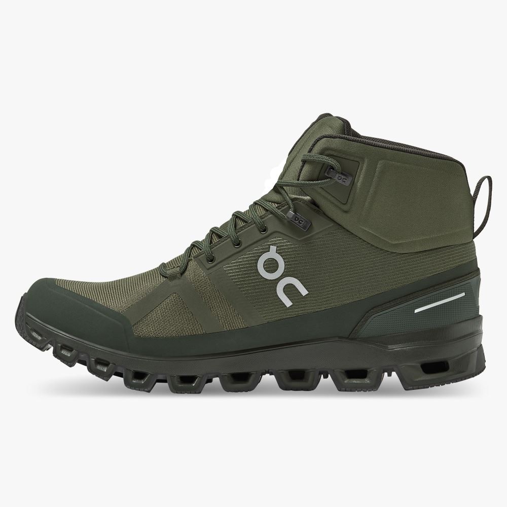 Olive Men's On Running Cloudrock Hiking Shoes | IBS2680ZE