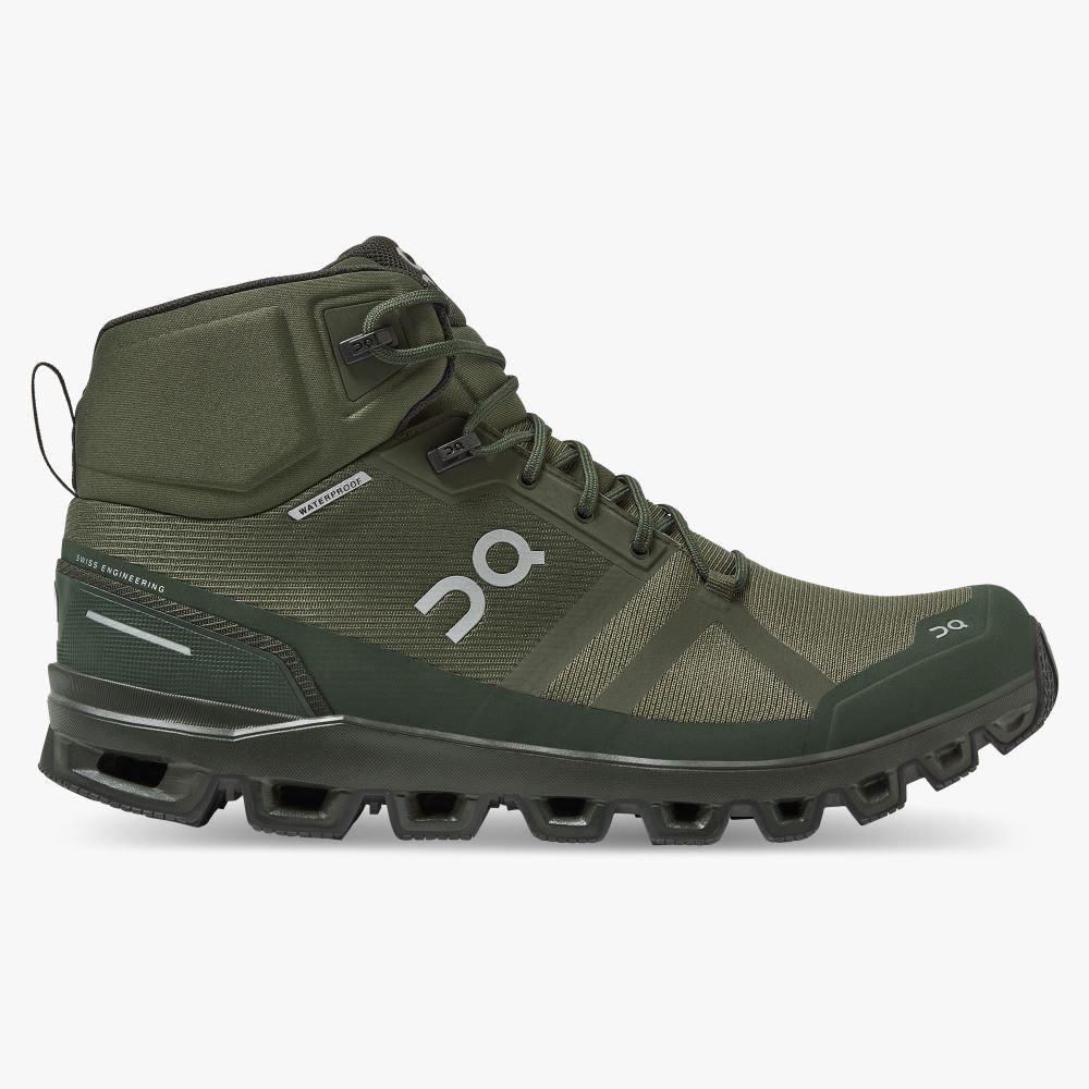 Olive Men\'s On Running Cloudrock Hiking Shoes | IBS2680ZE