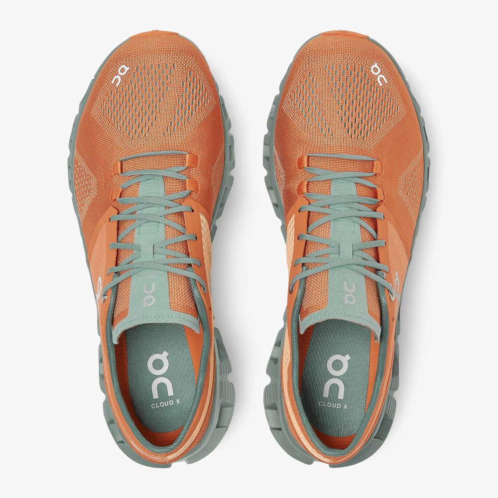Orange Men's On Running Cloud X Road Running Shoes | PDW9825EU