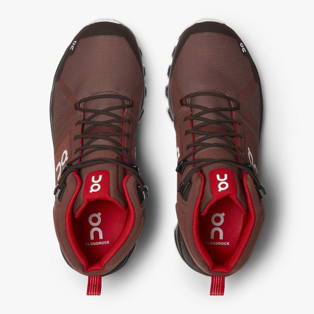 Red Men's On Running Cloudrock Hiking Shoes | ESL6931JC