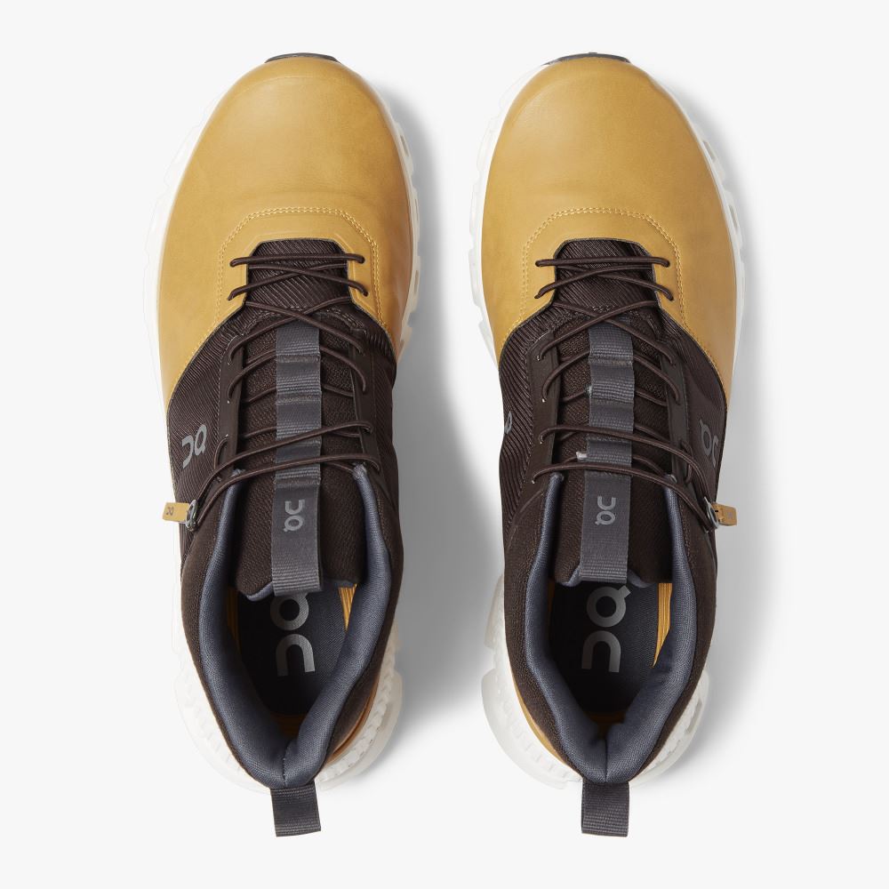 Yellow Brown Men's On Running Cloud Hi Sneakers | NOX4822BC