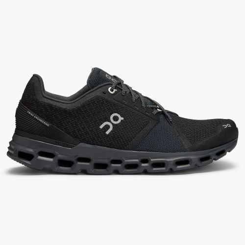 Black Men's On Running Cloudstratus Road Running Shoes | EFU2179AM