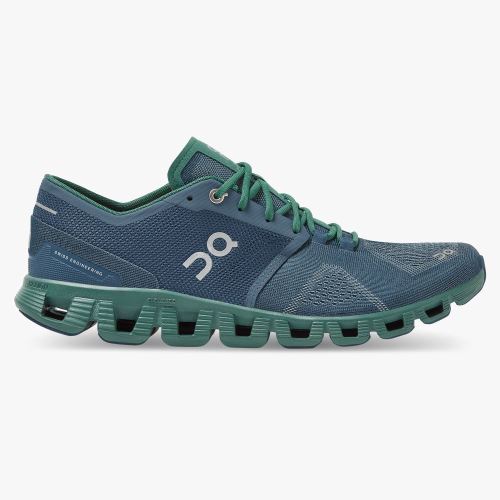Blue Green Men's On Running Cloud X Road Running Shoes | OZL9216ZZ